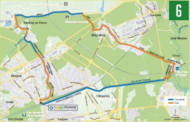 Itinéraire vélo Canal de l'Ourcq aéroport Roissy CDG